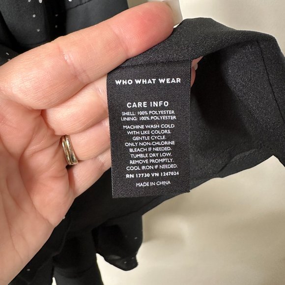 Who What Wear Black Long Sleeve Silver Metallic Dress Medium - Picture 3 of 6